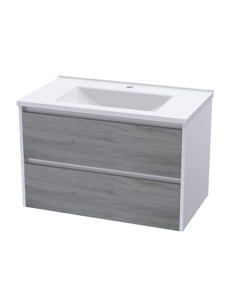 Lily 800 Draw W/Hung Unit  – High Gloss White + Esperenza Oak