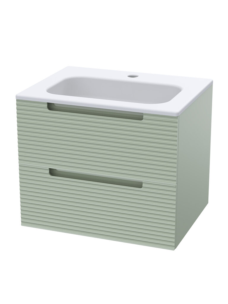 Caraz 610 Wall Hung Unit Duco 2 Draw Unit  – Sage Green